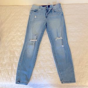 Rachel Roy high rise skinny distressed Jeans light wash size 10/30 elastic waist
